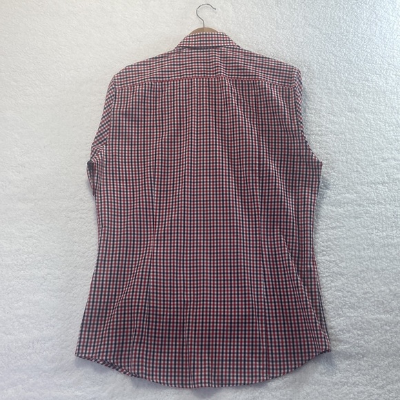 H & M Long Sleeve Business Casual Shirt Size Medium Red/Black Plaid - Picture 4 of 14